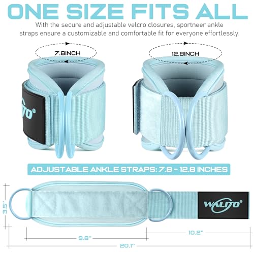 WALITO Gym Ankle Straps for Cable Machines Women & Men - Glute Kickback Ankle Cuff, Adjustable Cable Machine Accessories for Leg Extensions, Hip Abductors & Lower Body Workouts - color: Pair-Macaron Blue
