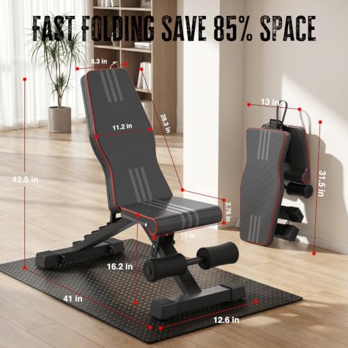 Multi-Function All in 1 Weight Bench Set - Multi-Positions Heavy Duty Weight Lifting Sit Up Bench Workout Benchs Folding Bench Press for Home Gym - color: Black