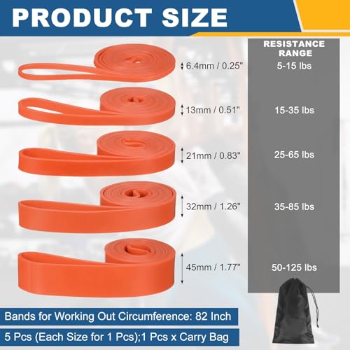Resistance Bands for Working Out, Pull Up Bands, Pull Up Assistance Straps with Carry Bag for Home/Gym - color: Orange