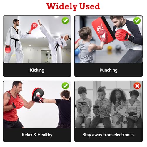 Punching Mitts Kick Pack Set, Boxing Pads Curved Focus Punching Mitts Kickboxing Striking Target Pads for Kids Men Women, Martial Arts Training Equipment for Boxing Taekwondo Karate Muay Thai - style: 3 in 1 Boxing Equipment Kit
