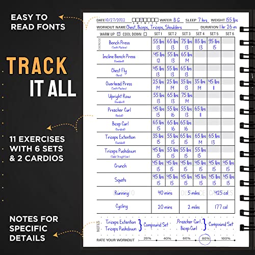 Nextnoid Hardcover Fitness Planner Workout Journal for Women & Men - Undated A5 Sturdy Workout Notebook to Track Gym & Home Workouts - Green Separately Packaged 2 Pieces - color: M.Green 2, style: Fitness