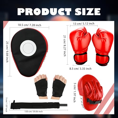 3-in-1 Boxing Gloves and Punching Mitts Set Kids Boxing Equipment Set for Youth Karate Muay Thai Taekwondo MMA
