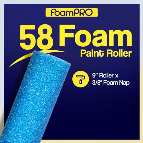 FoamPRO 58 Foam Paint Roller, 9" x 3/8" Honeycomb Foam - Ideal for Applying Texture Paints On Walls and Anti-Slip Coatings to Floors Compatible with All Paints - for Uniform, Professional Finish - size: 9" x 3/8", style: Textured Finish