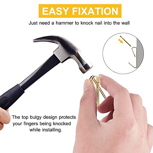 50pcs Picture Hangers with Different Sizes, Heavy Duty 30-100lbs Picture Hanging Hooks with Nails, Wall Hangers,Picture Hooks,Professional Plaster Picture Hanging Kit for Wooden Wall or Drywall - size: Gold 30-100lbs