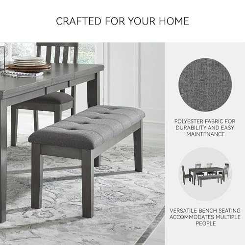 Signature Design by Ashley Hallanden Rustic Tufted Upholstered Dining Room Bench, Gray - color: Grey, style: Bench