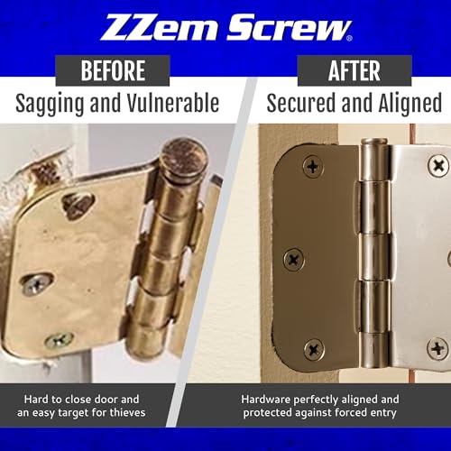 12-Pack #9 x 3 Permanent Stripped Door Hinge Screw Hole Repair Kit | Steel anchors. Reinforces hinges, strike plates and door jambs. Made in USA - size: 12 Pack