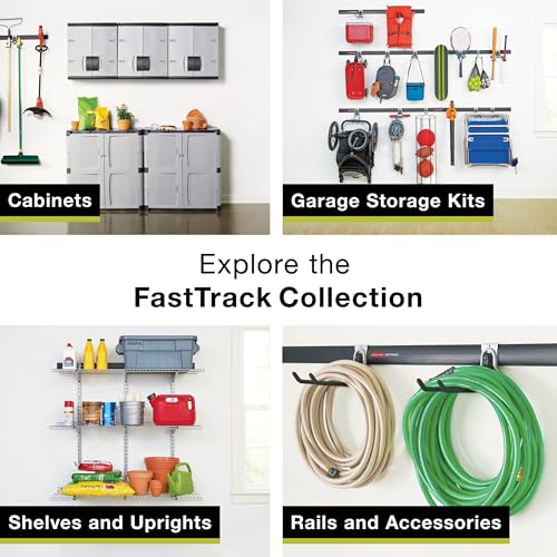Rubbermaid FastTrack Garage Storage System Tool Hanging Kit, Wall Mount Holder for Garden Lawn Tools/Garage/Home Organization - size: 2 Rails, 4 Hooks