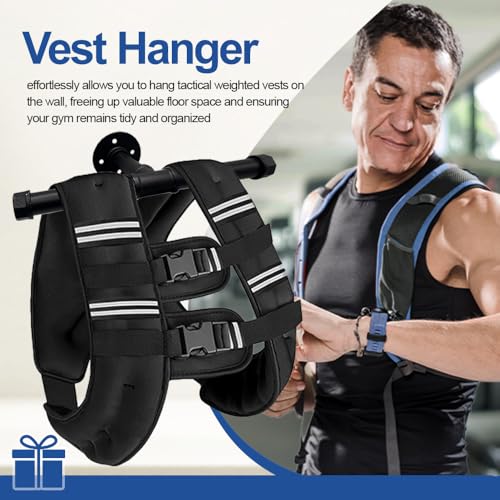 Running Weighted Vest Hanger Tactical Gear | Plate Carrier Hanger, Police Gear Rack, Wall Mount Weight Plate Holder, Heavy Duty Accessories For Backpack - size: 2 Pack