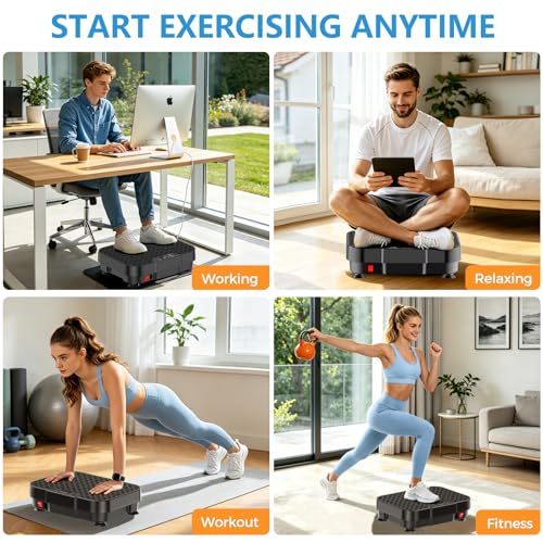 Vibration Plate Exercise Machine Vibration Plate for Lymphatic Drainage Weight Loss,Muscle Activation Fat Burner for Women Men,250 Speeds Shake Plate,Whole Body Exercise Equipment - color: Black