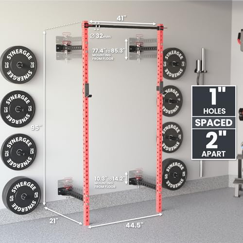 Synergee 2200 Folding Rack – 750 lb Capacity Power Cage - color: d) Red 95" x 21"
