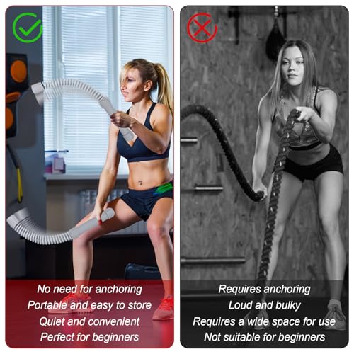 Ropeless Battle Ropes for Home Gym with Non-Slip Gloves, 2Pcs Portable Cordless Home Gym Equipment，Weighted Ropeless Battle Ropes for HIIT Workouts, Cardio, Muscle Training (Grey) - color: Gray