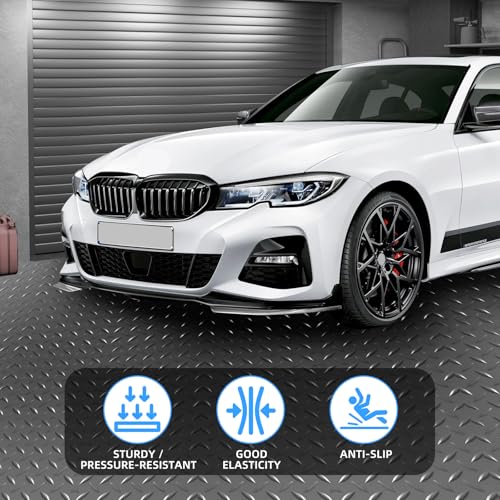 Diamond-Plate Rubber Flooring Rolls, 21FT *16IN Garage Floor Mat, 4 * 7Ft Cover Area PVC Garage Flooring Roll for Garage Floor, RV Trailer Flooring, Water/Stain Resistant Parking Mat Grey(1Pcs) - color: Grey