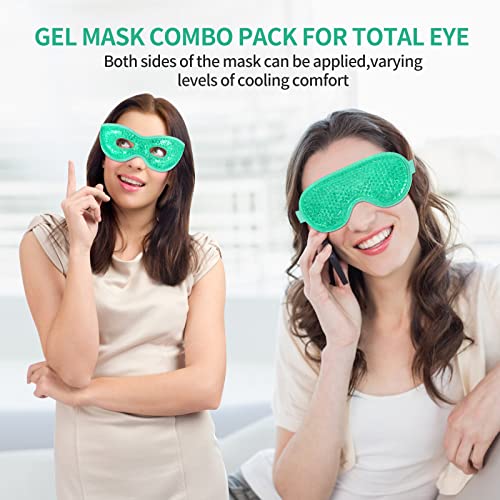 2PCS Gel Eye Mask Reusable Cold Therapy Gel Bead Eye Mask for Puffiness/Dark Circles/Eye Bags/Dry Eyes/Headaches/Migraines/Stress Relief(Green) - color: Green