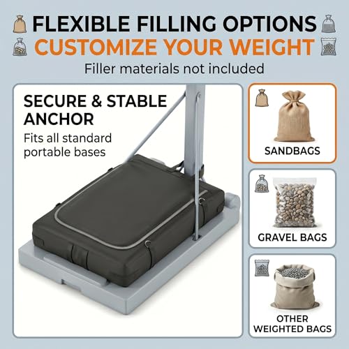 Basketball Hoop Sandbag, Weighted Base Anchor Bag for Portable Hoop Bases | Heavy-duty Oxford fabric bag helps stabilize portable basketball hoop bases for driveway and backyard use.Bag only.