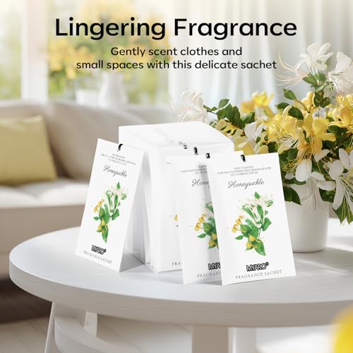 MYARO 12 Packs Honeysuckle Scented Sachets for Drawer and Closet, Long Lasting Air Freshener Fresh Scents Potpourri Bags Home Fragrance for Room Car Small Space - color: Honeysuckle