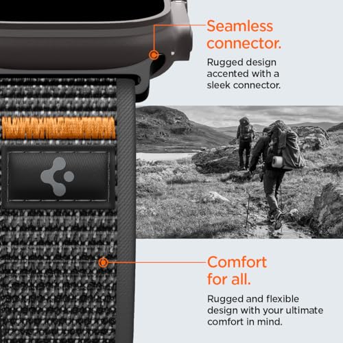 Spigen for Apple Watch Band, Compatible with Ultra 3/2/1 49mm, Series 11/10 46mm, 9/8/7 45mm, SE3/SE2/SE/6/5/4 44mm, 3/2/1 42mm - color: Active Black Orange
