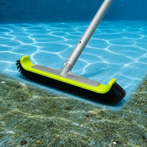 Sepetrel 17.5" Pool Brush Head for Cleaning Walls,Heavy Duty Inground/Above Ground Swimming Pool Scrub Brushes with Premium Strong Bristle & Reinforced Aluminium Back - size: Curved Edge for Walls