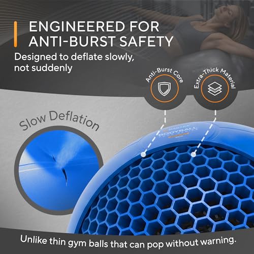Exercise Ball – Yoga Ball for Pilates & Fitness - Birthing for Pregnancy, Stability, Core, Balance, Therapy for Physical Rehab, Workout for Home Gym & Office Chair, Fast Pump Included - color: Blue, size: L (for Height 5'4" - 5'10")