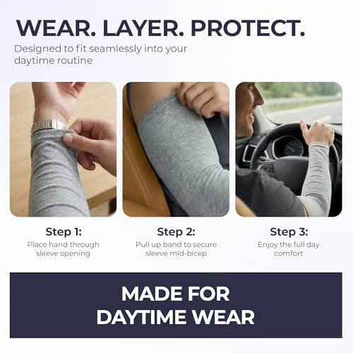 100% Organic Cotton Eczema Arm Sleeves - Anti Scratch, Secure Fit, Washable, Unisex, 1 Pair - size: Medium