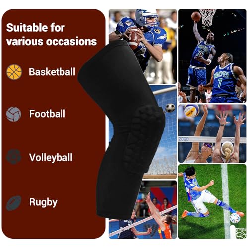 PISIQI Knee Pads Compression Pads Long Leg Sleeve Collision Avoidance Brace Protection Knee Sleeve for Basketball Football Volleyball Cycling (1 Pair) - color: Ni Cai Black, size: Large