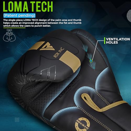 RDX Kids Boxing Gloves Sparring and Muay Thai Maya Hide Leather, Kara Patent Pending Junior Training Mitt for Kickboxing, Punching Bag, Focus Pads, MMA, Thai Pad, Double End Ball Punching Gloves - color: GOLDEN, size: 8OZ