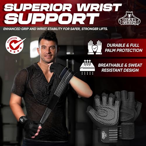 Bear Grips Weight Lifting Gloves for Men & Women | Half Finger Lifting Gloves | Full Finger Workout Gloves for Men | No Finger Exercise Gloves l Compression Weightlifting Gloves | Gym Gloves for Men - color: Armor Black-Half Finger, size: Small