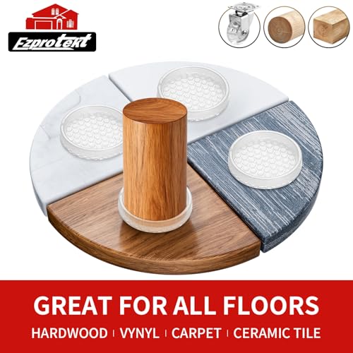 Ezprotekt Non Slip Furniture Pads, 12 Pcs 2" Anti Slip Rubber Caster Cups, Anti Skid Furniture Coasters for Hardwood Floors, No Slide Furniture Gripper, Furniture Stoppers to Prevent Sliding (Clear) - color: Clear