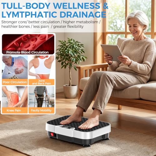 Vibration Plate Exercise Machine Vibration Plate for Lymphatic Drainage Weight Loss,Muscle Activation Fat Burner for Women Men,250 Speeds Shake Plate,Whole Body Exercise Equipment - color: White