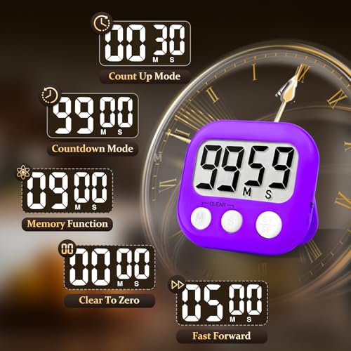 6 Pack Digital Kitchen Timer Small Classroom Timers for Kids Teachers (Blue&Purple) - color: Blue&purple