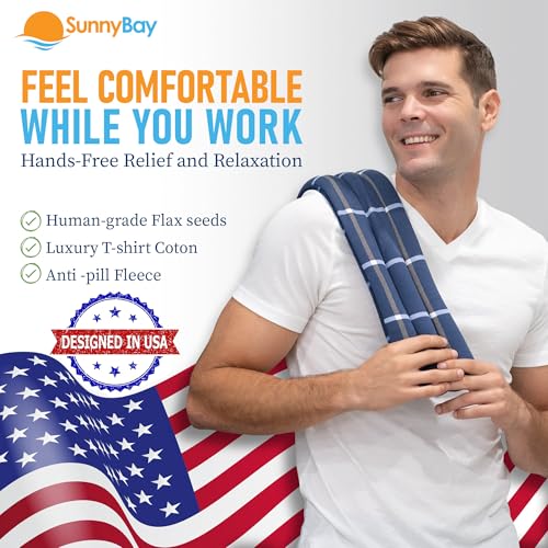 SunnyBay Microwave Heating Pad, 26" Long Microwavable Neck Wrap & Heat Pack for Moist Hot Therapy, Heated Neck Warmer for Neck, Shoulder & Back Pain Relief, Flaxseed Filling, 26x6, Ocean Blue - color: 6x26 Unscented - Ocean Blue