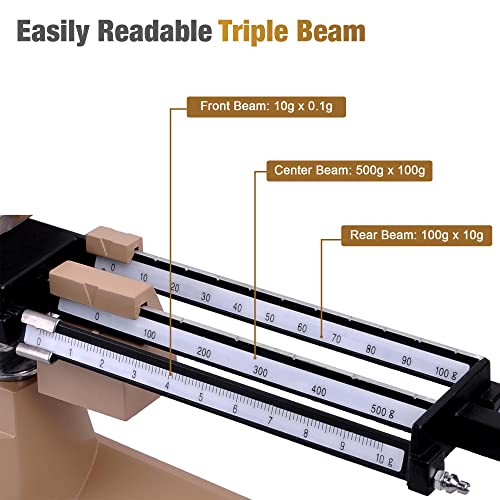 ZeHuoGe Triple Beam Mechanical Balance Scale 2610Gx0.1g Lab Analytical Weight Zero Adjustment Knob Built-in Magnetic Dampening Laboratories Classrooms