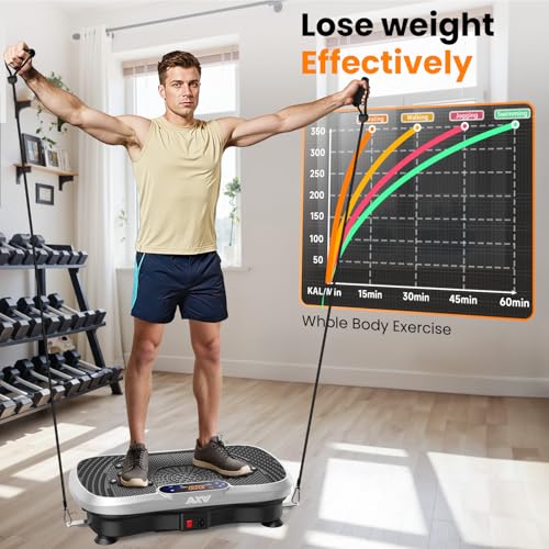 AXV Vibration Plate Fitness Platform Exercise Machine Vibrating Shaking Full Body Shaker Workout Vibrate Stand Shake Board Sport for Weight Loss Fat Burner for Gym Home Office - color: SLIM.SILVER