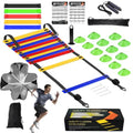 Speed Agility Training Equipment Set, Agility Ladder 20ft, 12 Football Cones, Resistance Parachute/Soccer Kick Trainer, Jump Rope, 5 Resistance Bands, Football Practice Equipment for Kids Adults - color: Colorful Laddder Set