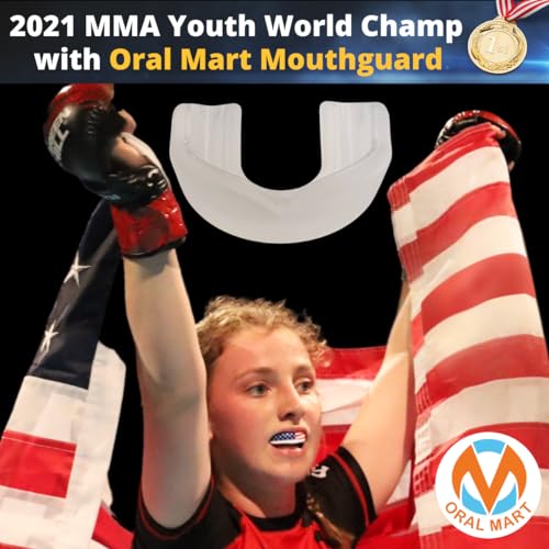 Oral Mart Youth Sports Mouth Guard for Kids (USA Flag, Fangs, 20+ Colors to Choose from) Mouthguard for Football, MMA, Karate, Boxing, Rugby, BJJ, Flag Football – /w Case (Youth, Strapless) - color: Clear/Semi Clear