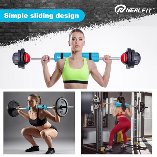 NEALFIT Barbell Pad Squat Pad for Squats—Squat Bar Pad—Great for Weightlifting,Lunges and Hip Thrusts—Foam Sponge Pad—Fit Standard and Olympic Bars Perfectly - color: Cyan