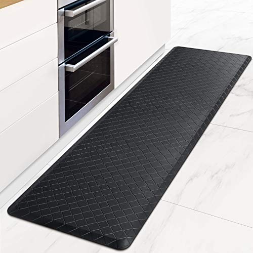 HappyTrends Kitchen Mat Cushioned Anti-Fatigue Floor Mat,17.3"x60",Thick Waterproof Non-Slip Heavy Duty Ergonomic Comfort Rug for Kitchen,Floor,Office,Sink,Laundry,Black - color: Black, size: 60"L x 17.3"W x 0.5"Th
