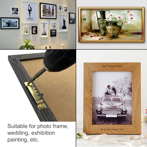 50 Pack Large Heavy Sawtooth Picture Hangers Steel Picture Hangers with Screws Picture Hang Solutions, for Hanging Clock Paintings Artwork Picture Frame Hook Photos (Gold，Supports 50 lbs) - color: Large Gold - 50 Pack