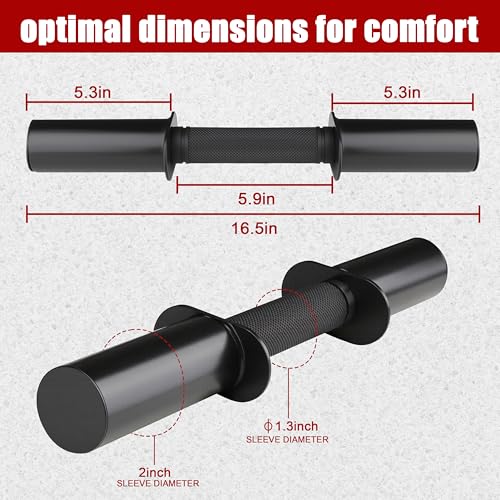 Pair of 16" Olympic Dumbbell Handles for 2-Inch Plates, Loadable Dumbbell Bars with Knurled Rubber Grips for Home Gym Strength Training