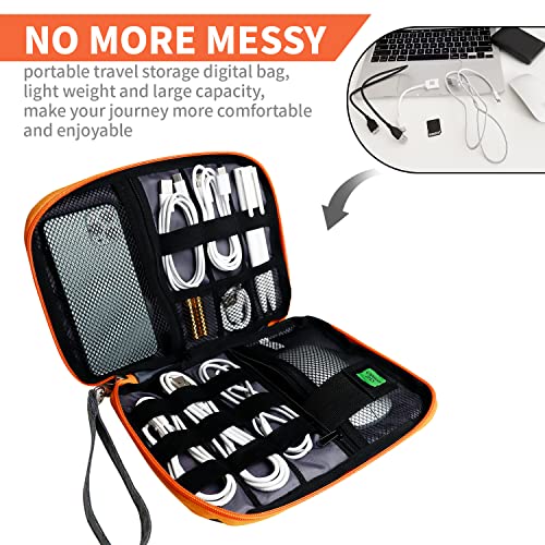 Lcsmaokin Electronics Travel Organizer,Portable Waterproof Electronic Travel Storage Bag for Small Charging Cord Storage,Charger,SD Card etc,for Travel,Business-Grey Orange - color: B-Grey-Orange, size: Single Layer