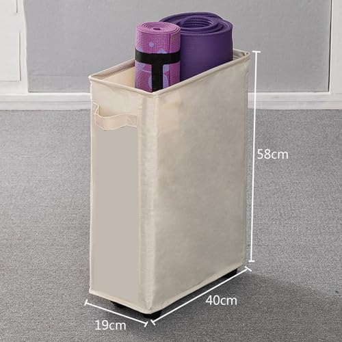 Yoga Mat Storage Basket with Wheels, Oxford Cloth Organizer | Side Mesh Pocket Design, Home Gym Equipment Storage, Workout Accessory Arrangement, Fitness Gear Organization