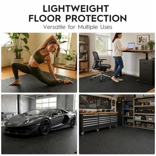 18pcs Puzzle Exercise Mat, 12.6"x12.6"x0.4", 18sqft EVA Interlocking Foam Floor Tiles, Protective, Water-Resistant Flooring for Home Gym & Workout Equipment - color: Black