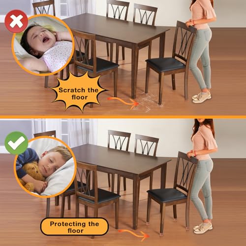 16-Pcs Square Silicone Chair Leg Floor Protectors, Thick & Durable | Protect Hardwood Floors from Scratches & Noise, Fit Dining Table & Bar Stool Legs (Fits 1-1/10" to 1-3/10") - size: L - 16 Pcs - Brown