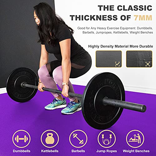 GXMMAT Extra Large Exercise Mat 16'x6'/12'x6'/10'x6'/8'x6'(7mm), Extra Wide Workout Mats for Home Gym Flooring, Non-Slip Thick Durable Cardio Mat for MMA,Plyo,Jump Rope,Weights,Fitness,Shoe-Friendly - color: Purple Grey, size: 6*8 FT