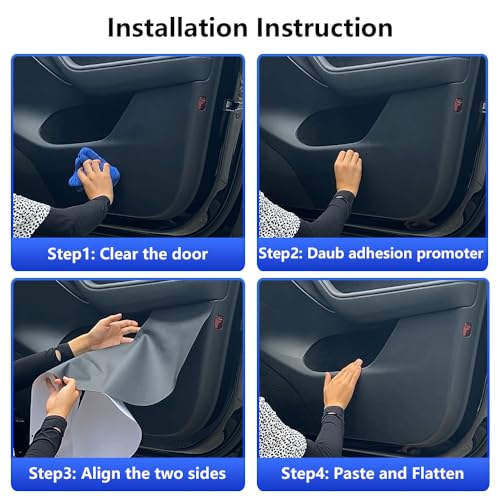 Car Door Anti Kick Pad for Toyota RAV4 2019 2020 2021 2022 2023 2024 2025 Hybrid Prime Accessories Carbon Fiber Style Leather Sticker Door Sill Protector Cover Edge Guard Side Mat Interior Dirty