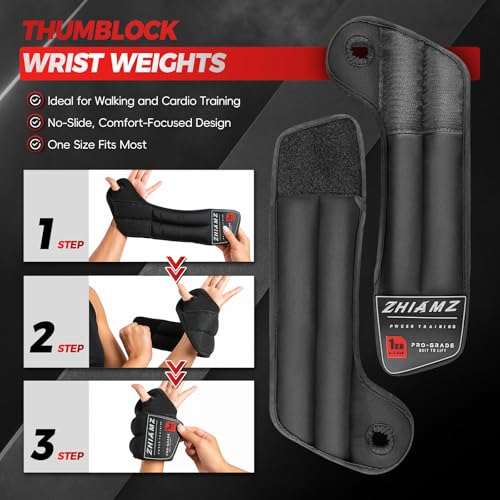 Wrist Weights with Thumb Loops Lock for Men Women, Ankle Weights Weighted | Thumb Loop Lock & Adjustable Strap Wrist Weights, Soft-Touch for Walking Running Yoga Pilates Home Workouts