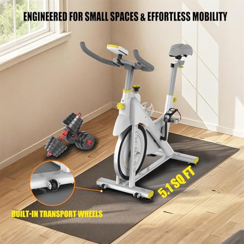 Indoor Exercise Bike, 30 lbs Flywheel, LCD Monitor, 330 lbs Weight Capacity, Tablet Mount, Comfortable Seat