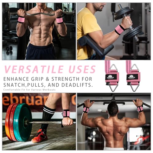 Wrist Cuffs Weight Lifting Straps – Heavy-Duty Cable Machine Attachments & Weightlifting Wrist Support for Lateral Raises, Pull Exercises & Strength Training - color: pink, size: size M