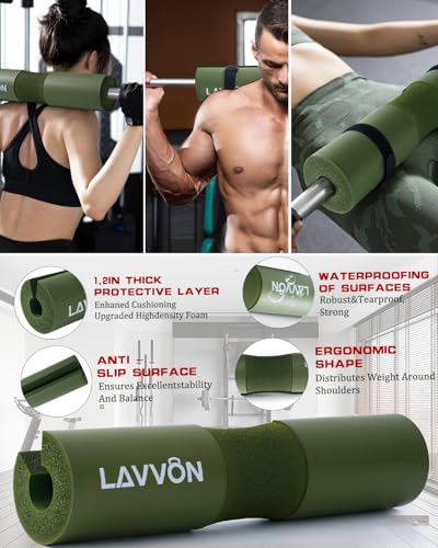 7Pcs-Barbell Pad Set for Hip Thrust - Squat Pad, Bench Press Workout Foam Weight Lifting Bar Cushion,Gym Accessories for Women with Bar Bad,with Gym Ankle Straps,Hip Resistance Bands,Lifting Strap - color: Army-Green