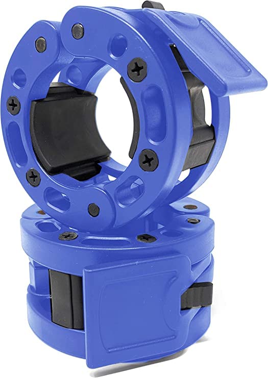Clout Fitness Olympic Barbell Clamps Collars Quick Release Pair of Locking Weight Clips Fit 2 Inch Barbell for Weightlifting - color: Blue, style: Classic Quick Release