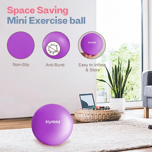 kisnbld Small Exercise Ball, 9 Inch Mini Pilates Ball, Anti Burst and Slip Resistant Mini Yoga Ball for Stability, Fitness, Physical Therapy, Stretching & Core Strength Workout at Home Gym & Office - color: 1Purple